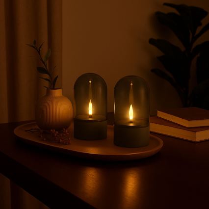 Brilliant - Pack de 2 velas LED ILLUSION LED/2xAA IP44 cinzento/preto fumê