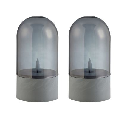 Brilliant - Pack de 2 velas LED ILLUSION LED/2xAA IP44 cinzento/preto fumê