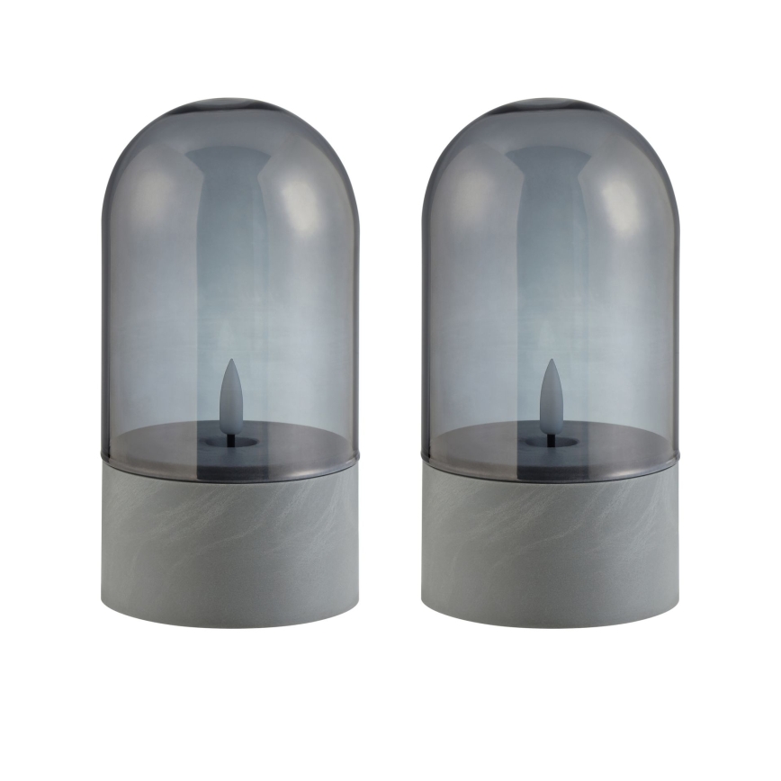 Brilliant - Pack de 2 velas LED ILLUSION LED/2xAA IP44 cinzento/preto fumê