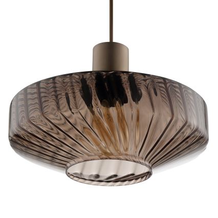 Brilliant - Pendente em cabo LYN 1xE27/20W/230V Ø 28 cm, castanho / castanho fumê
