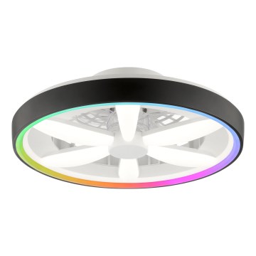 Brilliant - Ventilador de teto dimmerizável LED RGBW com luz GAIANO LED/48W/230V 2700-6500K preto + controlo remoto