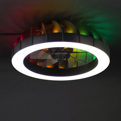 Brilliant - Ventilador de teto dimmerizável LED RGBW com luz FANORA LED/30W/230V 2700-6500K diâmetro 46 cm preto + controlo remoto