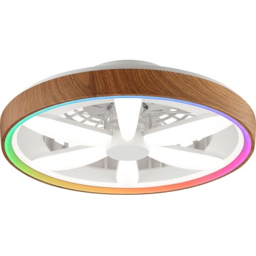 Brilliant -  Ventoinha de teto LED RGBW regulável GAIANO LED/24W/230V 2700-6500K diâmetro 48 cm castanho + comando