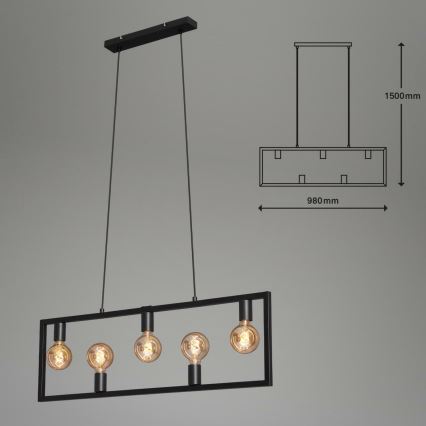 Brilo 4028-055 - Candelabro suspenso KOTAK VINTAGE 5xE27/40W/230V