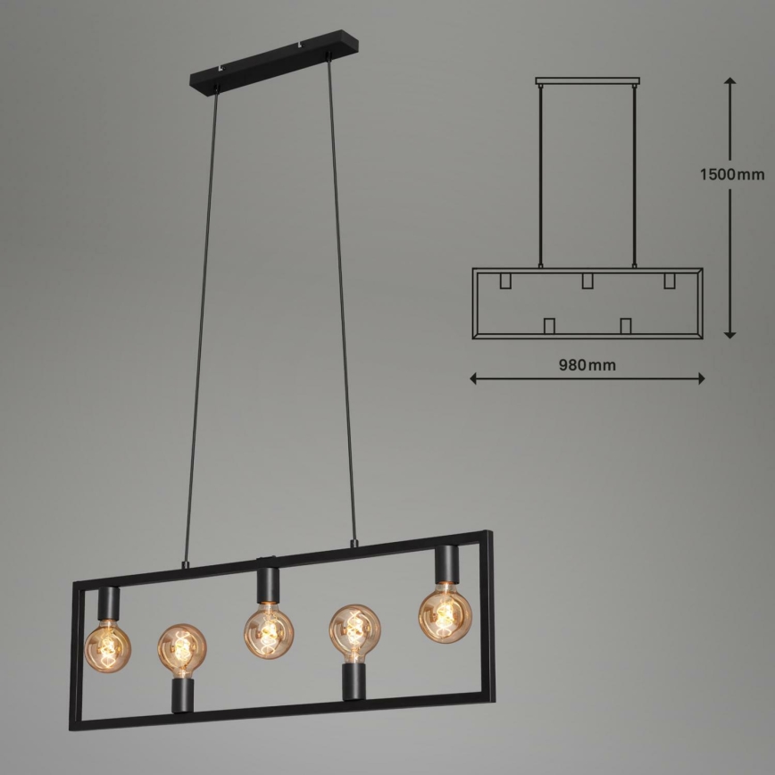 Brilo 4028-055 - Candelabro suspenso KOTAK VINTAGE 5xE27/40W/230V