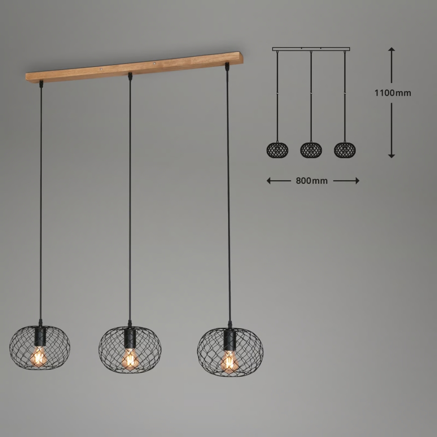 Brilo 4037-035 - Lustre suspenso por cabo 3xE27/40W/230V