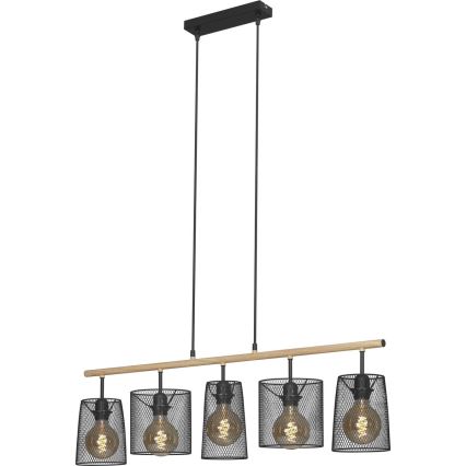 Brilo 4078-054 - Lustre suspenso com cabo WOOD & STYLE 5xE27/60W/230V