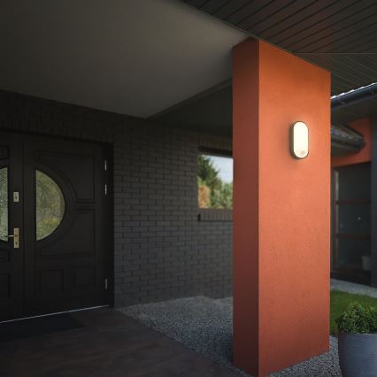 Brilo - Arandela exterior LED com sensor de movimento e crepuscular RUCH LED/12W/230V IP65 preta