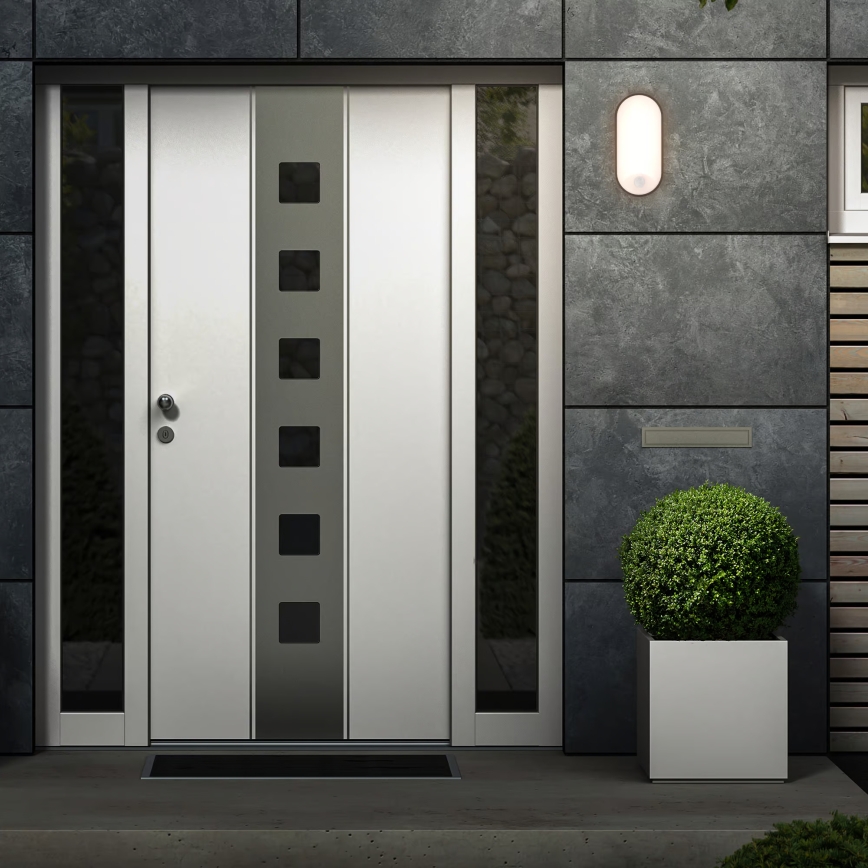 Brilo - Arandela exterior LED com sensor de movimento e crepuscular RUCH LED/12W/230V IP65 preta