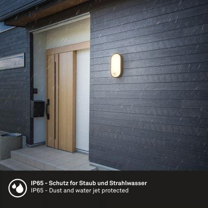 Brilo - Arandela exterior LED com sensor de movimento e crepuscular RUCH LED/12W/230V IP65 preta