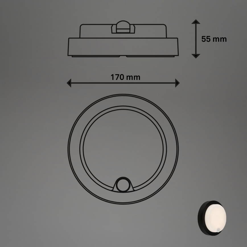 Brilo - Aplique de parede para exterior recarregável LED com sensor LED/4W/5V 4400 mAh IP44 preto