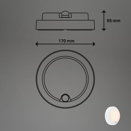 Brilo - Aplique de parede LED recarregável para exterior com sensor LED/4W/5V 4400 mAh IP44 branco