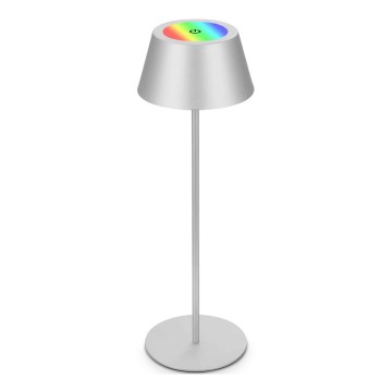 Brilo - Candeeiro de mesa exterior tátil recarregável e dimmerizável LED RGB KIKI LED/2,6W/5V IP44 2600 mAh prateado