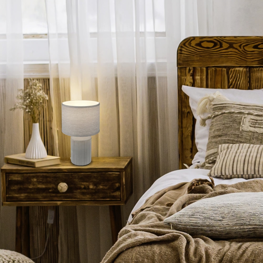 Brilo - Candeeiro de mesa INO 1xE14/10W/230V cinzento