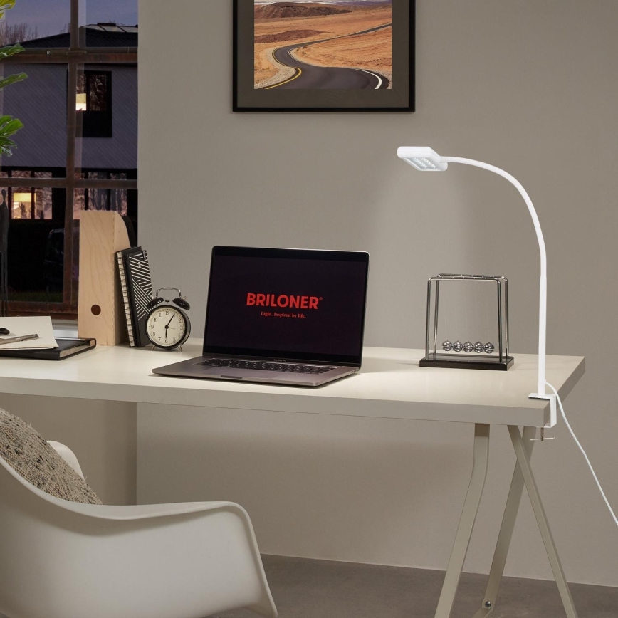 Brilo - Candeeiro de mesa LED Flexível com clipe TRASNA LED/7,5W/230V branco