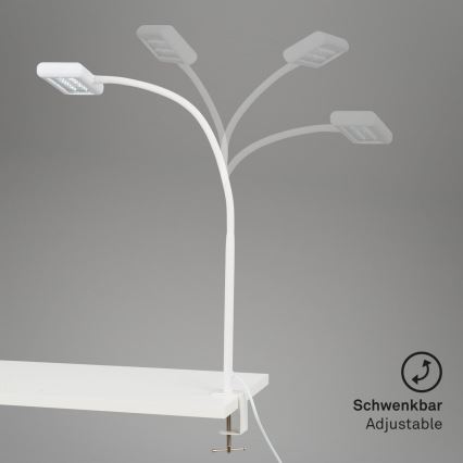 Brilo - Candeeiro de mesa LED Flexível com clipe TRASNA LED/7,5W/230V branco