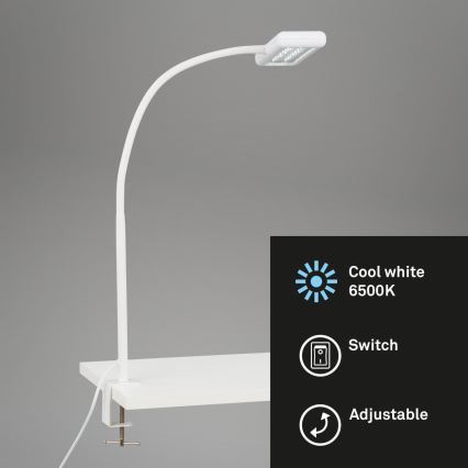 Brilo - Candeeiro de mesa LED Flexível com clipe TRASNA LED/7,5W/230V branco