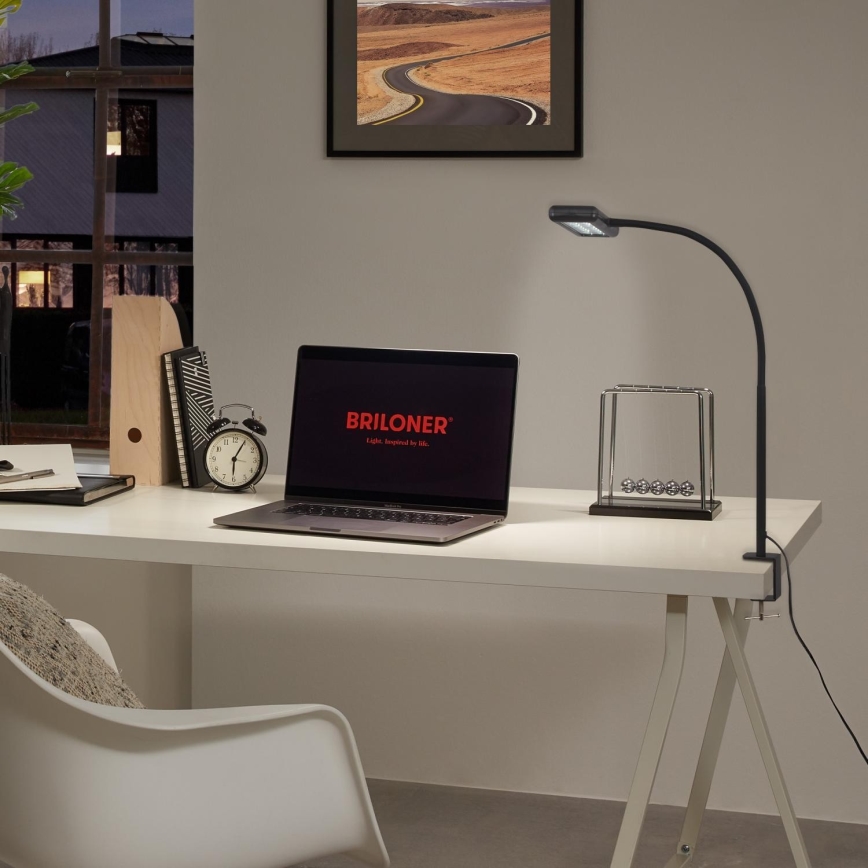 Brilo - Candeeiro de mesa LED Flexível com clipe TRASNA LED/7,5W/230V preto