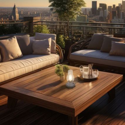 Brilo - Lâmpada de mesa LED regulável recarregável para exterior KANEA LED/1,5W/5V IP44 1200 mAh antracite