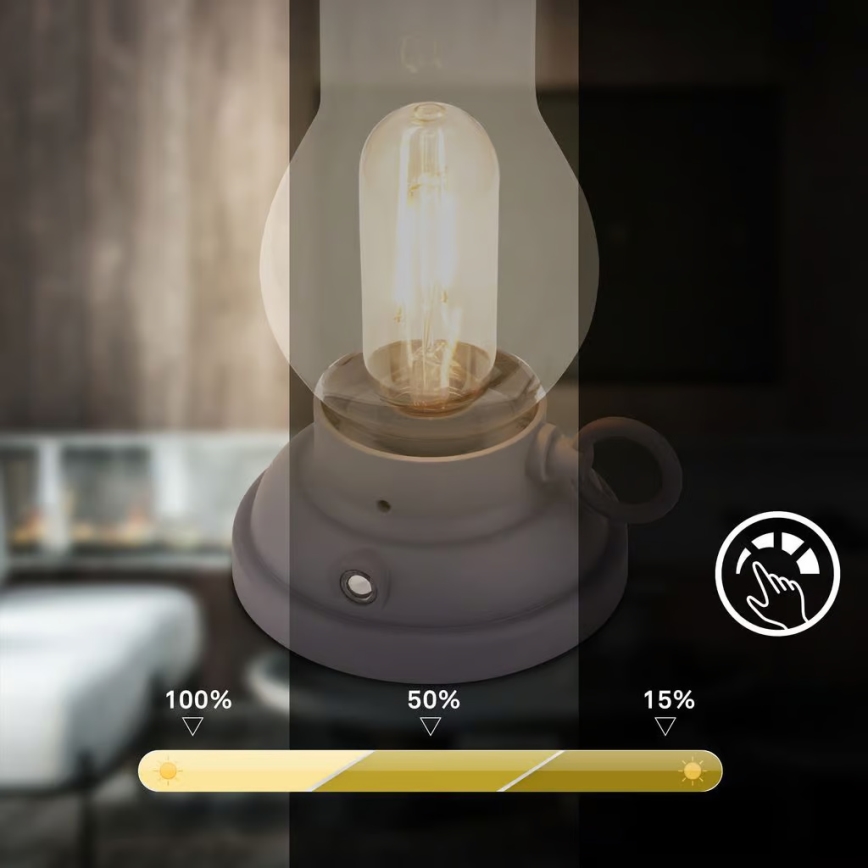 Brilo - Lâmpada de mesa LED regulável recarregável para exterior KANEA LED/1,5W/5V IP44 1200 mAh antracite