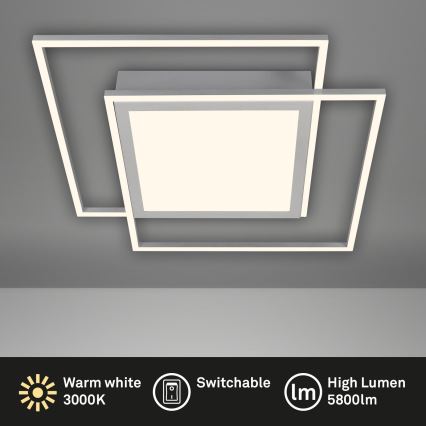 Brilo - Candeeiro de Teto LED 2xLED/16W/230V + LED/19W 51,5x51,5 cm 3000K cromado mate