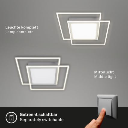 Brilo - Candeeiro de Teto LED 2xLED/16W/230V + LED/19W 51,5x51,5 cm 3000K cromado mate