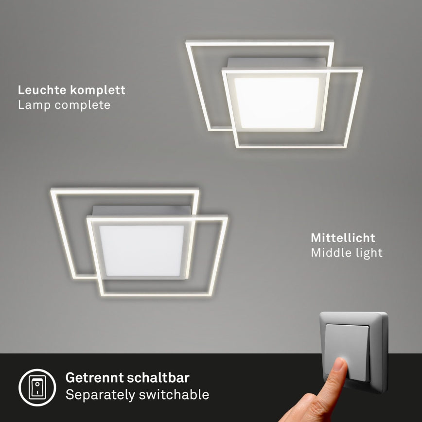 Brilo - Candeeiro de Teto LED 2xLED/16W/230V + LED/19W 51,5x51,5 cm 3000K cromado mate