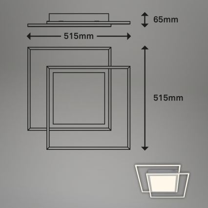 Brilo - Candeeiro de Teto LED 2xLED/16W/230V + LED/19W 51,5x51,5 cm 3000K cromado mate