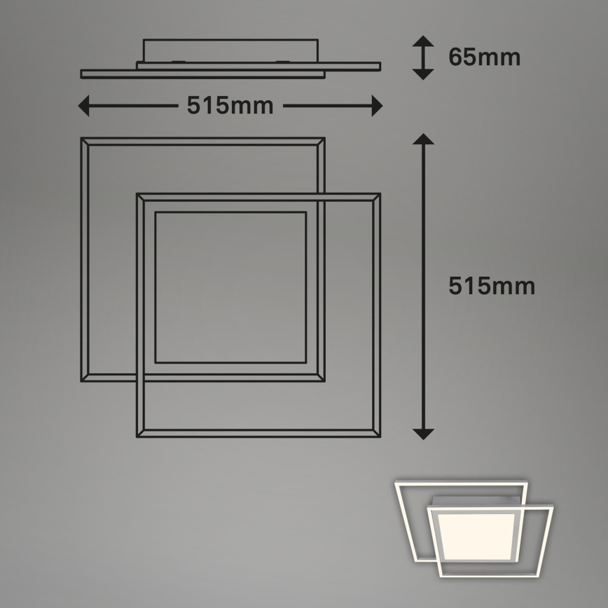 Brilo - Candeeiro de Teto LED 2xLED/16W/230V + LED/19W 51,5x51,5 cm 3000K cromado mate