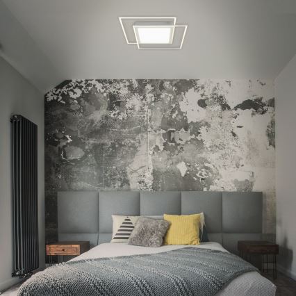 Brilo - Candeeiro de tecto LED 2xLED/16W/230V + LED/19W 51,5x51,5 cm cromado mate