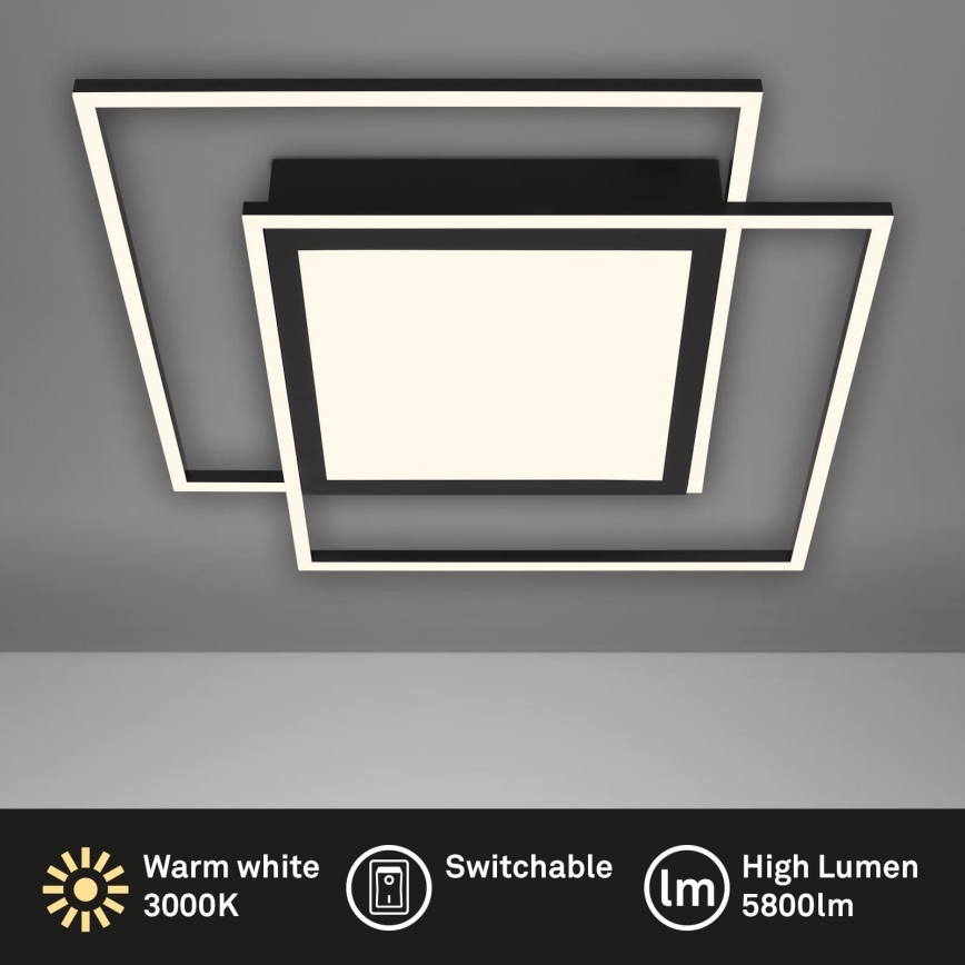 Brilo - Candeeiro de tecto LED 2xLED/16W/230V + LED/19W 51,5x51,5 cm 3000K preto