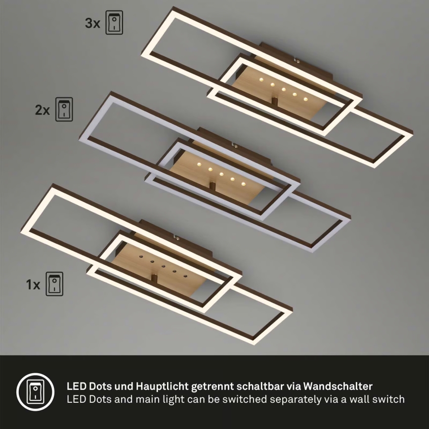 Brilo - Candeeiro de teto LED regulável/30W/230V 3000K castanho