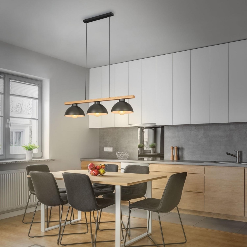 Brilo - Candeeiro suspenso 3xE27/40W/230V árvore da borracha