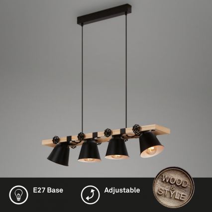 Brilo - Candeeiro suspenso TALLE 4xE27/40W/230V árvore da borracha