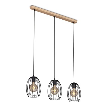 Brilo - Candeeiro suspenso WAKTU 3xE27/60W/230V árvore da borracha