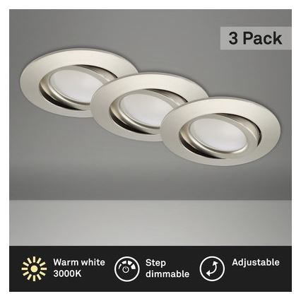 Brilo - CONJUNTO 3x Focos de encastrar LED para casa de banho com regulação LED/5W/230V IP23 cromado mate