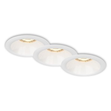 Brilo - CONJUNTO 3x Focos de encastrar para casa de banho 1xGU10/9W/230V IP23 branco