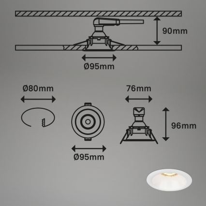 Brilo - CONJUNTO 3x Focos de encastrar para casa de banho 1xGU10/9W/230V IP23 branco