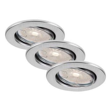 Brilo - CONJUNTO 3x LED dimmerizável para casa de banho, spot embutido DIMM LED/5,5W/230V 3000K IP23 cromo fosco