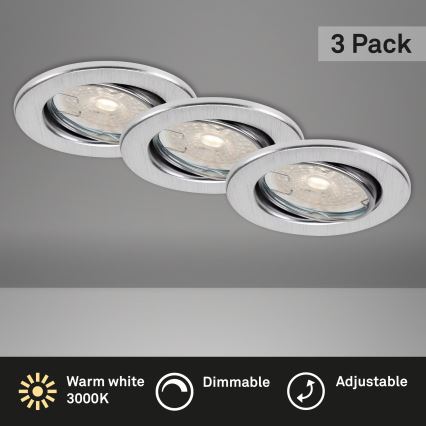 Brilo - CONJUNTO 3x Candeeiros LED reguláveis de encastrar para casa de banho DIMM LED/5,5W/230V IP23 cromado mate