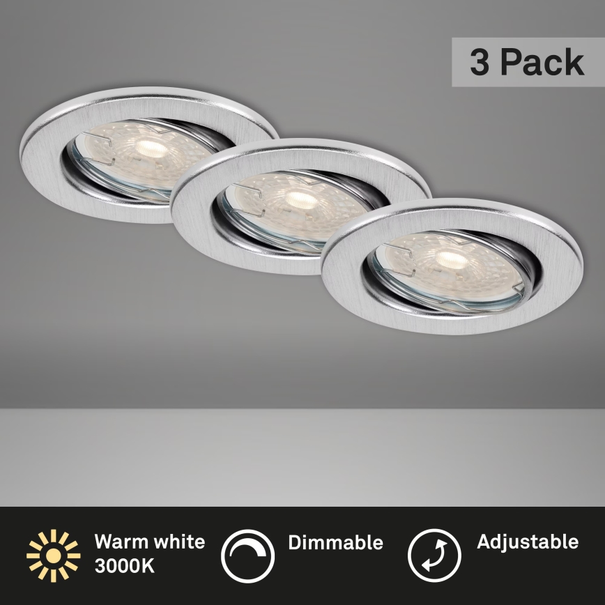 Brilo - CONJUNTO 3x Candeeiros LED reguláveis de encastrar para casa de banho DIMM LED/5,5W/230V IP23 cromado mate