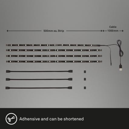 Brilo - Fita LED RGBW Regulável para TV 3m LED/2,5W/USB + controlo remoto