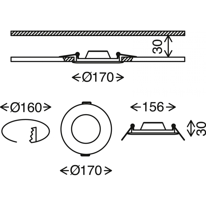 Brilo - Foco de encastrar LED para casa de banho com regulação FLAT LED/12W/230V IP44