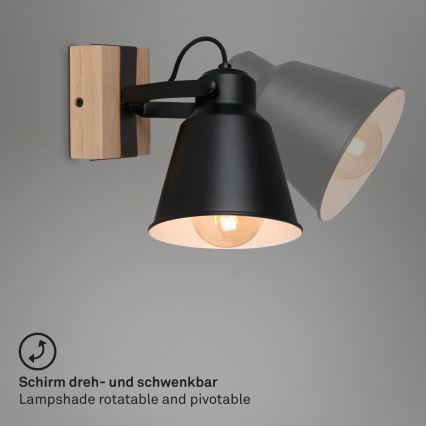 Brilo - Foco de parede TALLE  1xE27/40W/230V árvore da borracha