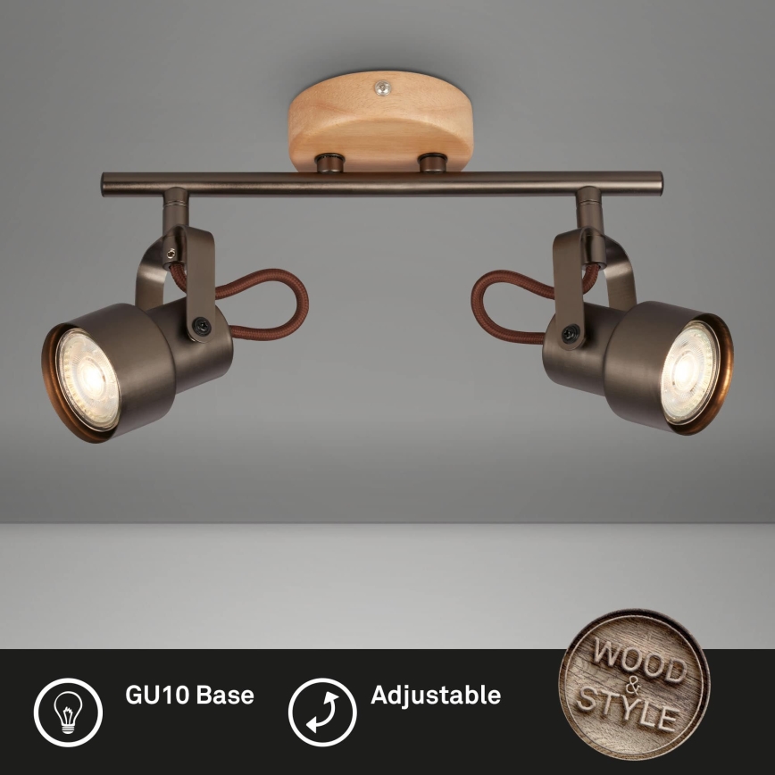 Brilo - Spot LED TAHUN 2xGU10/5W/230V 3000K castanho