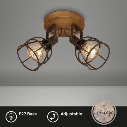 Brilo - Foco VINTAGE 2xE27/25W/230V castanho