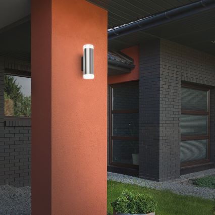 Brilo - Iluminação de parede exterior LED 2xGU10/4,7W/230V IP44 4000K cromado mate