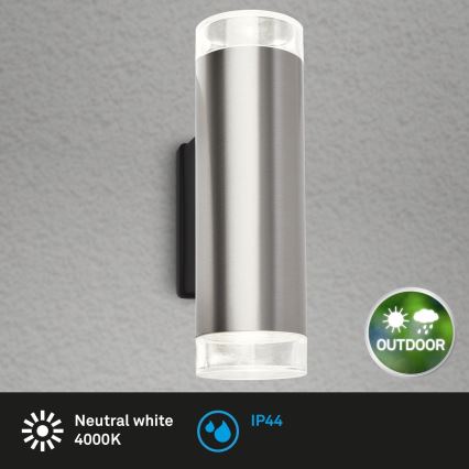 Brilo - Iluminação de parede exterior LED 2xGU10/4,7W/230V IP44 4000K cromado mate