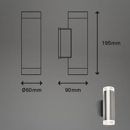 Brilo - Iluminação de parede exterior LED 2xGU10/4,7W/230V IP44 4000K cromado mate