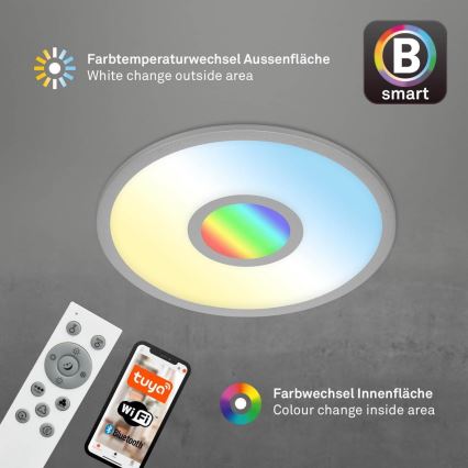 Brilo - Iluminação de teto LED RGB com regulação CENTRO LED/24W/230V 2700-6500K Wi-Fi Tuya + comando